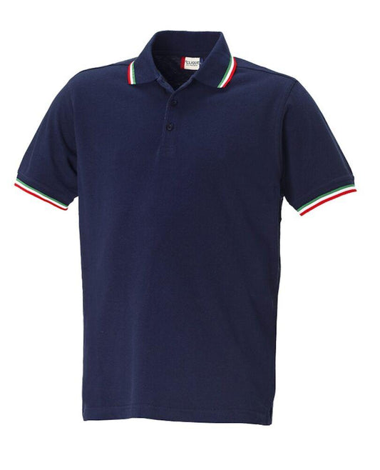 Polo Amarillo Blu Polo Manica Corta con Profili Tricolore Taglie Forti