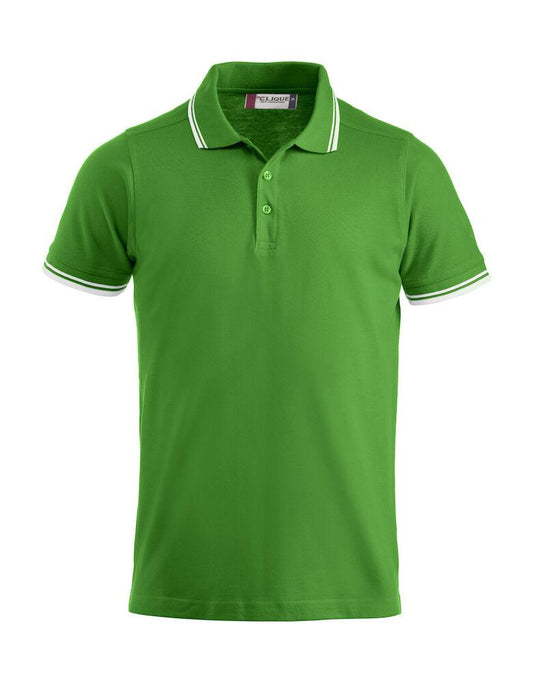 Polo Amarillo Verde Acido Polo Manica Corta con Profili Bianco Taglie Forti