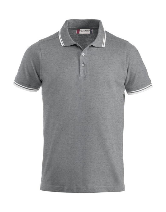 Polo Amarillo Grigio Melange Polo Manica Corta con Profili Bianco Taglie Forti