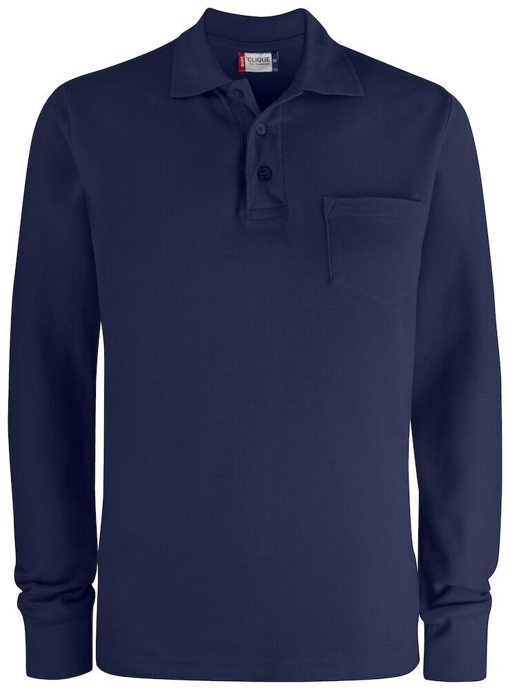 Basic Polo Bianco Polo Manica Lunga con Taschino