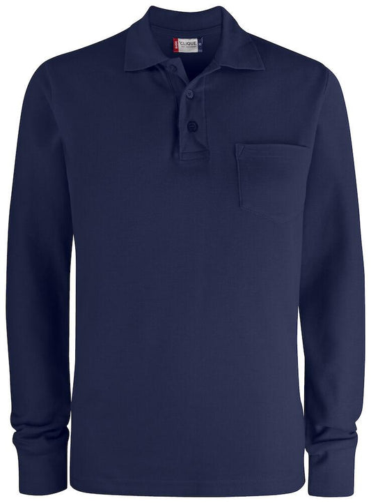 Basic Polo Bianco Polo Manica Lunga con Taschino Taglie Forti