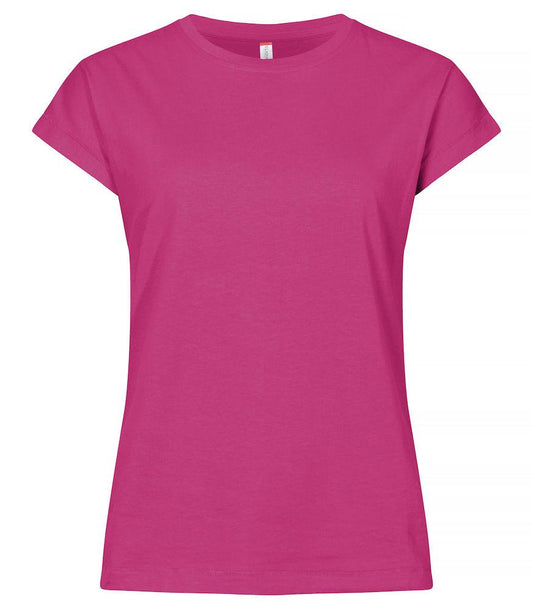 Fashion Top Lampone Fucsia Maglietta Donna Manica Americana