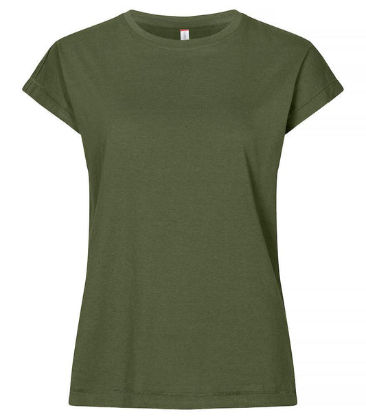 Fashion Top Verde Militare Maglietta Donna Manica Americana