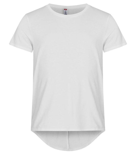 T-Shirt Brooklyn Bianco Maglietta Fondo Retro Lungo con Pinces