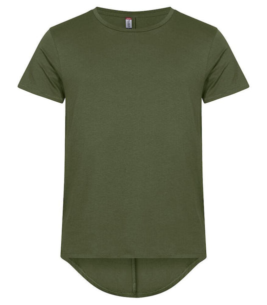 T-Shirt Brooklyn Verde Militare Maglietta Fondo Retro Lungo con Pinces