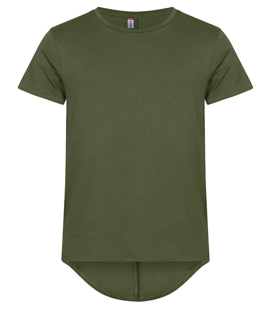 T-Shirt Brooklyn Verde Militare Maglietta Fondo Retro Lungo con Pinces Taglie Forti