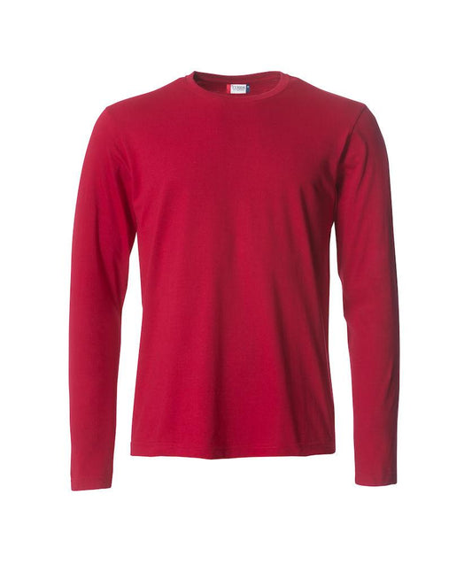 T-Shirt Clique Basic Manica Lunga Rosso 145 gr Taglie Forti