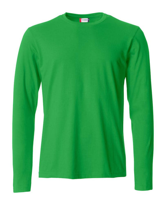 T-Shirt Clique Basic Manica Lunga Verde Acido 145 gr Taglie Forti