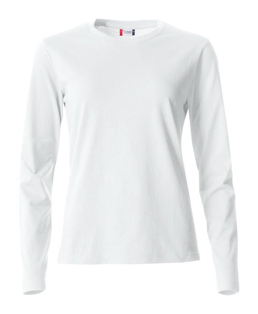 Basic T-Shirt Bianco Donna Maglietta Manica Lunga Cotone
