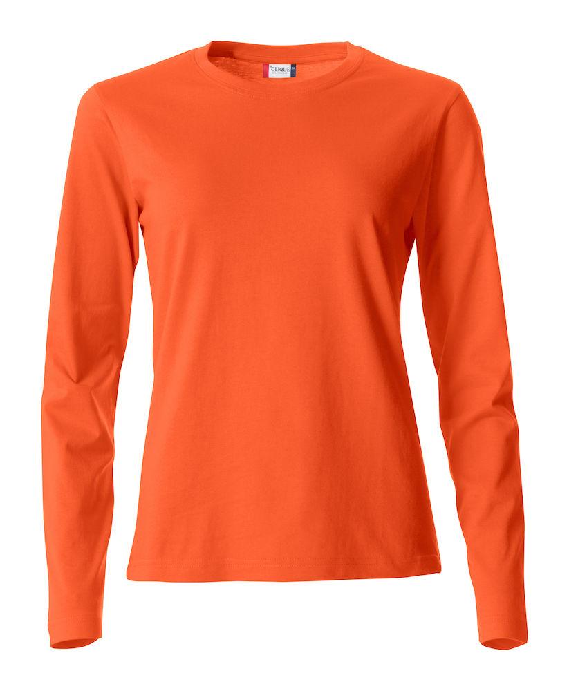 Basic T-Shirt Arancio Donna Maglietta Manica Lunga Cotone
