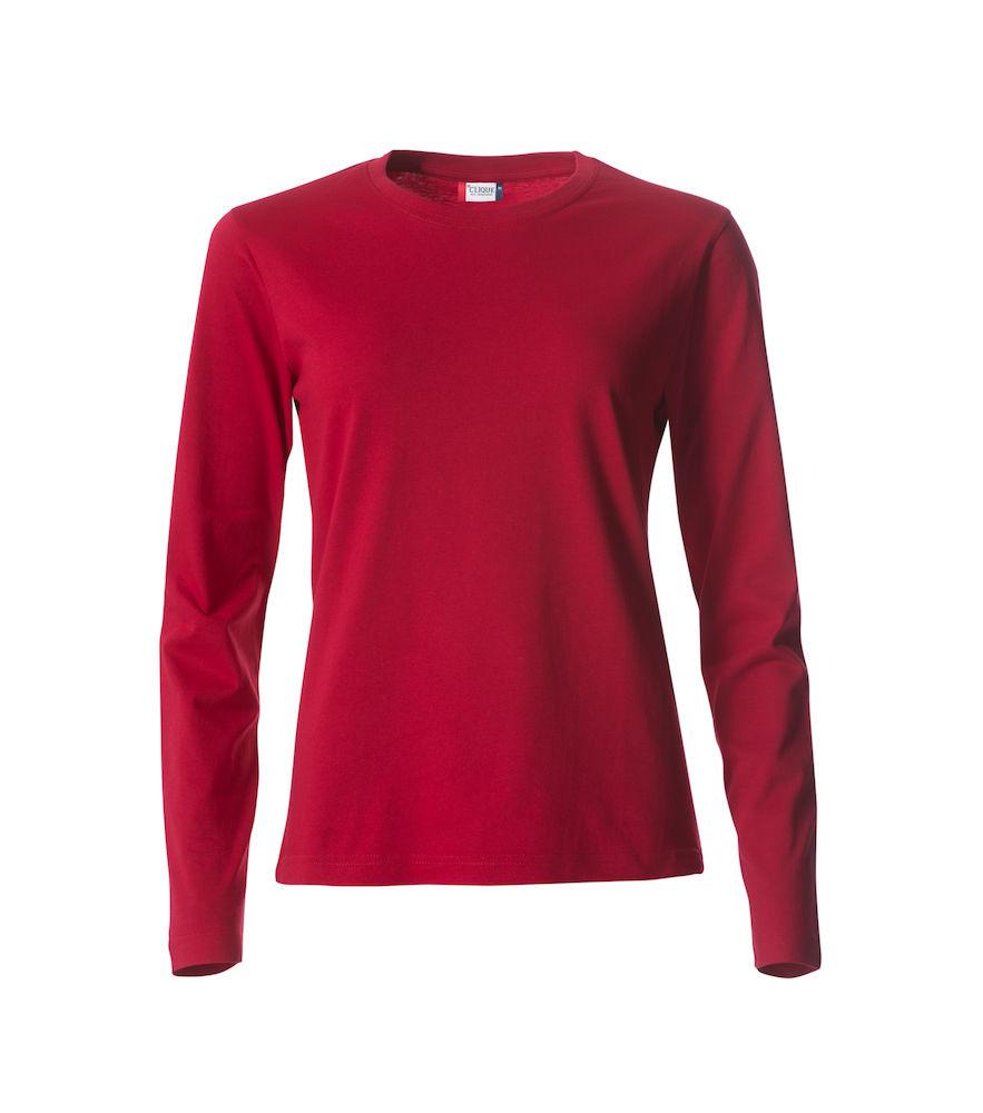 Basic T-Shirt Rosso Donna Maglietta Manica Lunga Cotone