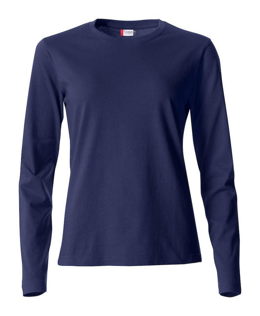 Basic T-Shirt Blu Donna Maglietta Manica Lunga Cotone