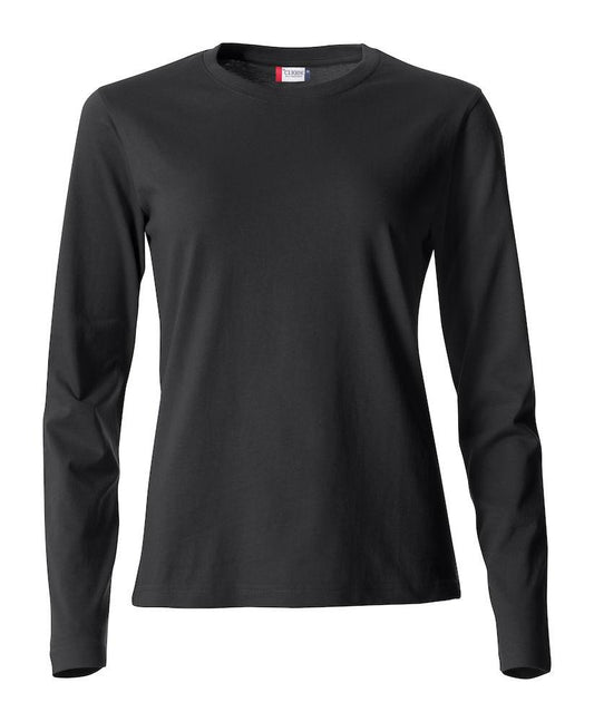 Basic T-Shirt Nero Donna Maglietta Manica Lunga Cotone