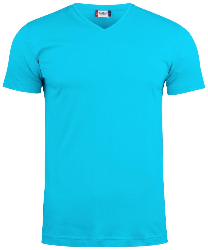 T-Shirt V Basic Turchese Azzurro T-Shirt Manica Corta Collo a V