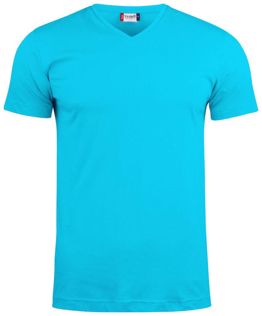 T-Shirt V Basic Turchese Azzurro T-Shirt Manica Corta Collo a V Taglie Forti