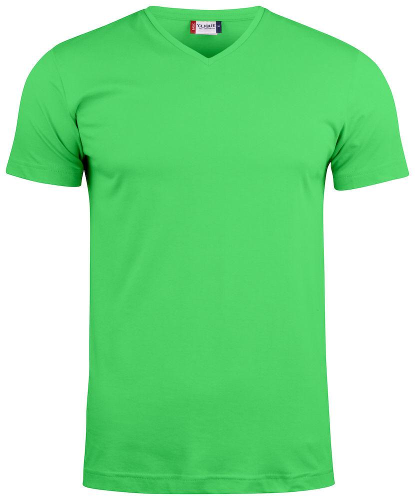 T-Shirt V Basic Verde Acido T-Shirt Manica Corta Collo a V Taglie Forti