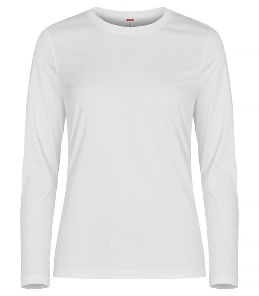 Basic Active-T Bianco T-Shirt Manica Lunga Donna Tessuto Tecnico Sportivo Asciugatura Rapida