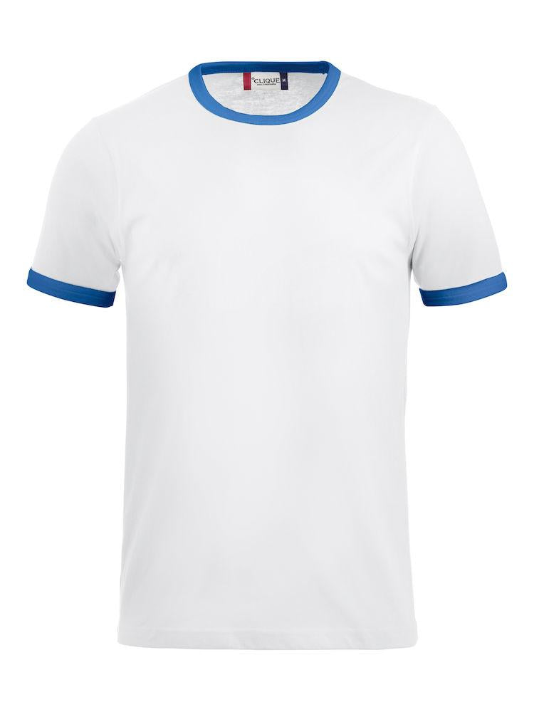 T-Shirt Nome Bianco/Royal Maglietta Sportiva con Profili Puro Cotone