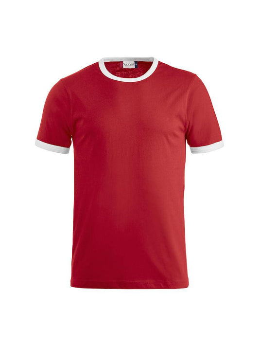 T-Shirt Nome Rosso Maglietta Sportiva con Profili Puro Cotone