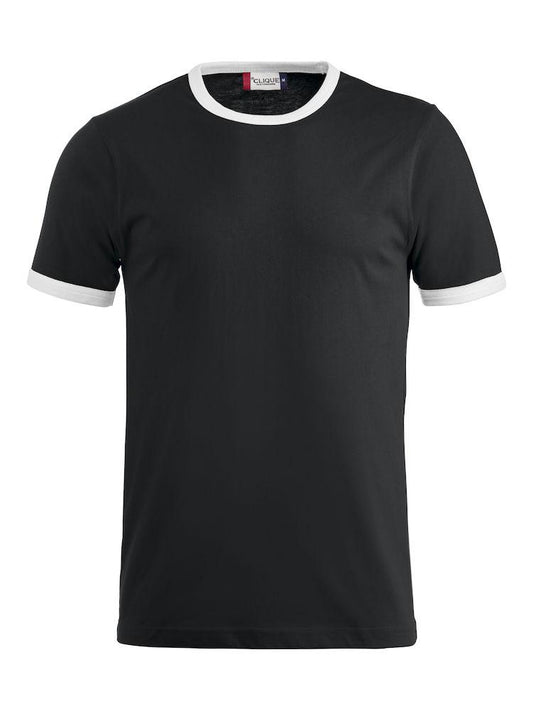 T-Shirt Nome Nero Maglietta Sportiva con Profili Puro Cotone Taglie Forti