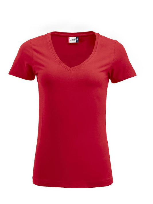 T-Shirt Arden Rosso Manica Corta Maglietta Collo a V Clique Donna Elasticizzata