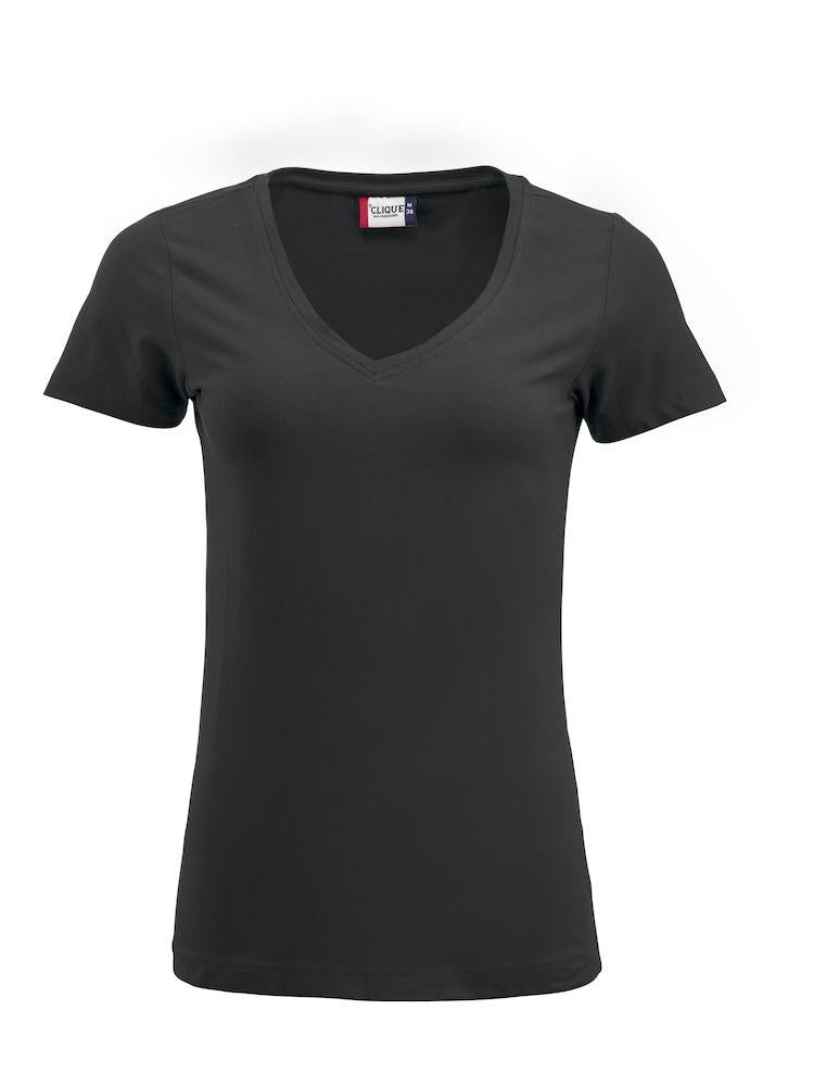T-Shirt Arden Nero Manica Corta Maglietta Collo a V Clique Donna Elasticizzata
