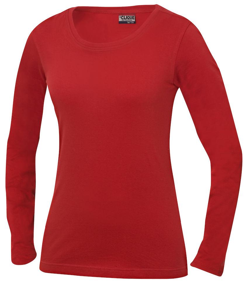 T-Shirt Carolina Rosso Manica Lunga Maglietta Clique Donna Elasticizzata