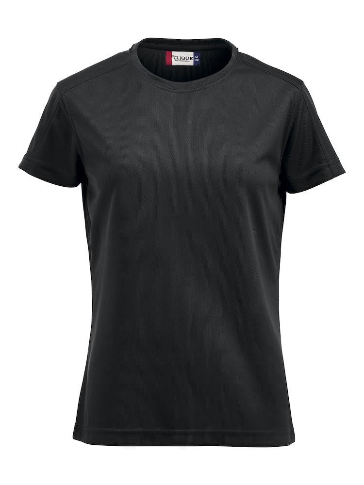 T-Shirt Tecnica Ice Nero Maglietta Donna  Sportiva Asciugatura Rapida