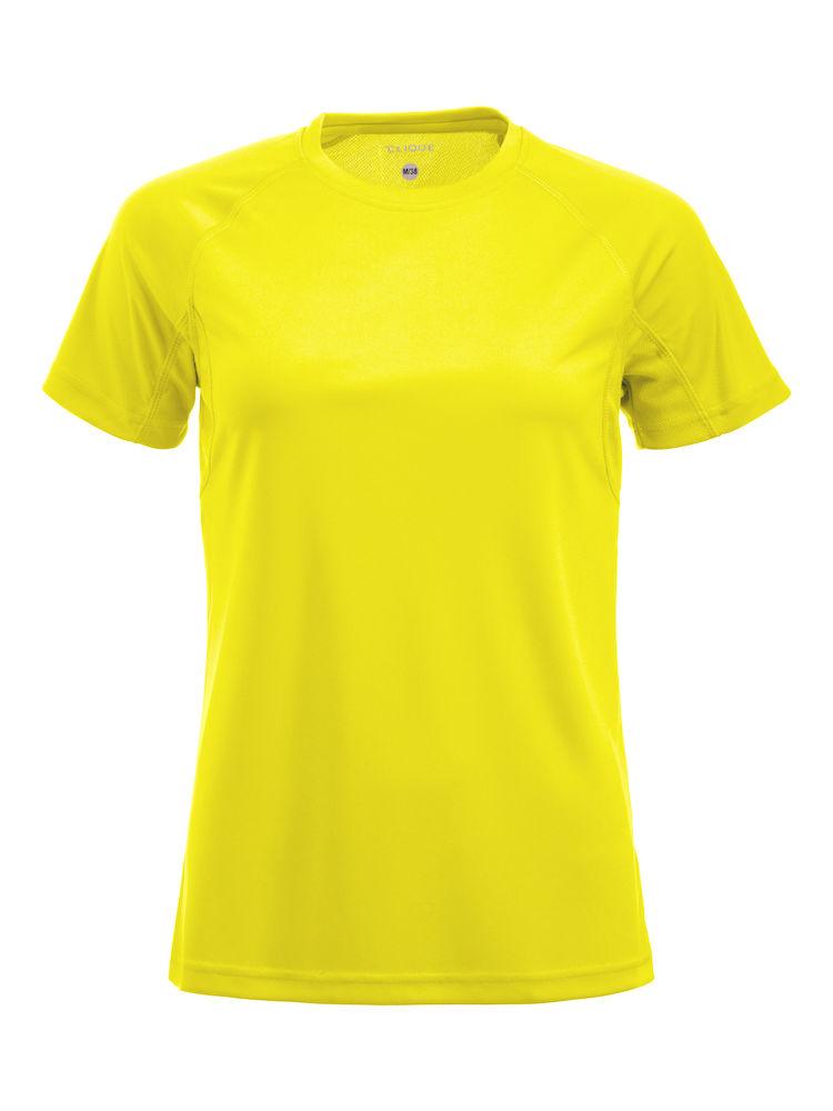 T-Shirt Active Giallo Fluo Maglietta Donna Tessuto Tecnico Asciugatura Rapida