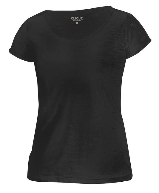 T-Shirt Derby Nero Maglietta Donna Cotone Fiammato