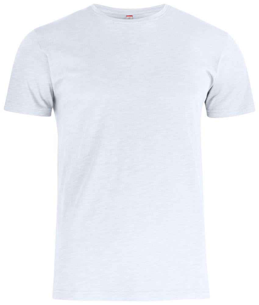 T-Shirt Slub Bianco Maglietta Uomo Cotone Fiammato
