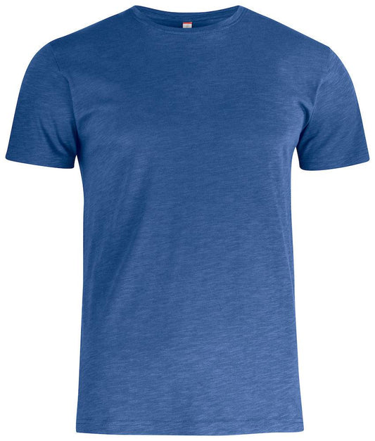 T-Shirt Slub Blu Maglietta Uomo Cotone Fiammato
