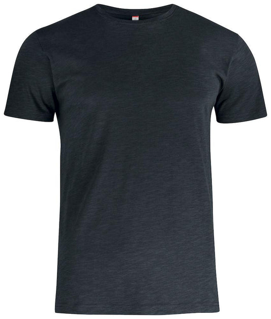 T-Shirt Slub Nero Maglietta Uomo Cotone Fiammato
