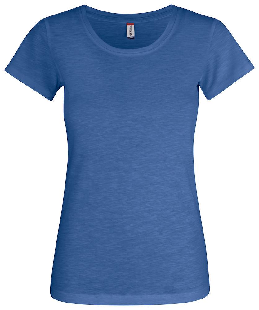 Slub T-Shirt Blu Melange Donna T-Shirt Cotone Fiammato Vintage Moda