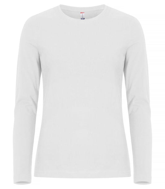 T-shirt Premium Bianco Maglia Donna Clique Manica Lunga Premium 180 gr