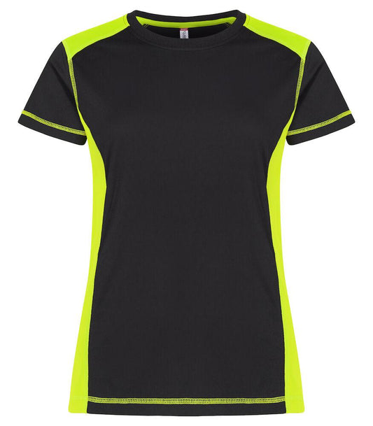 T-Shirt Ambition Nero Giallo Maglietta Donna Bicolore Ecosostenibile