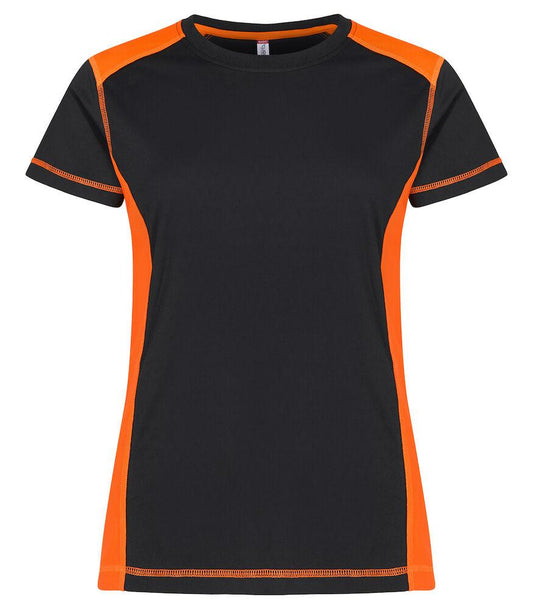 T-Shirt Ambition Nero Arancio Maglietta Donna Bicolore Ecosostenibile