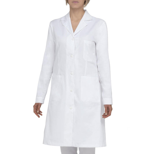 Camice Simona Bianco 100% Cotone Dottoressa Farmacista Dentista Laboratorio
