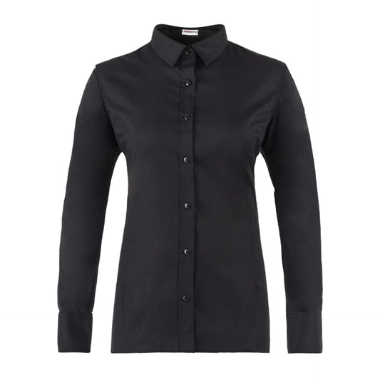 Camicia Lela Nero Camicia Donna Elasticizzata Manica Lunga