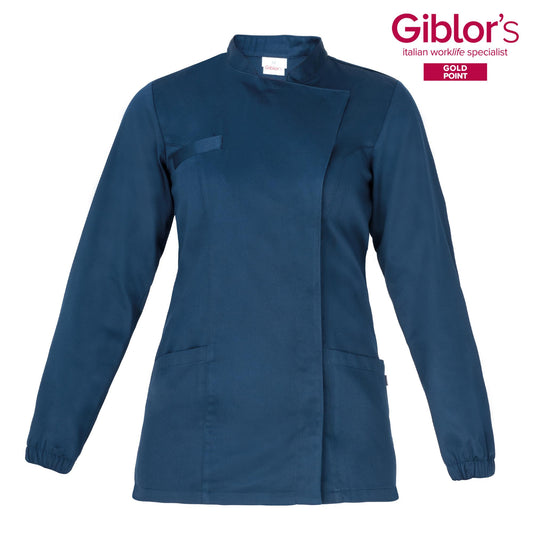 Casacca Amanda Blu Manica Lunga Casacca Donna Dottoressa Farmacista Dentista Infermiera asa oss