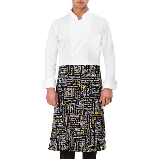 Grembiule Cuoco Menù Nero Grembiule Cucina Vita Fantasia Pasta
