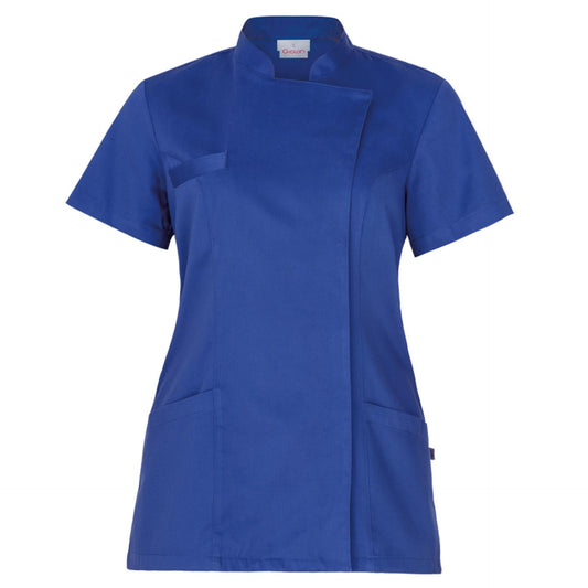 Casacca Tati Royal Azzurro Manica Corta Casacca Donna Tessuto Satin Dottoressa Farmacista Dentista Infermiera asa oss