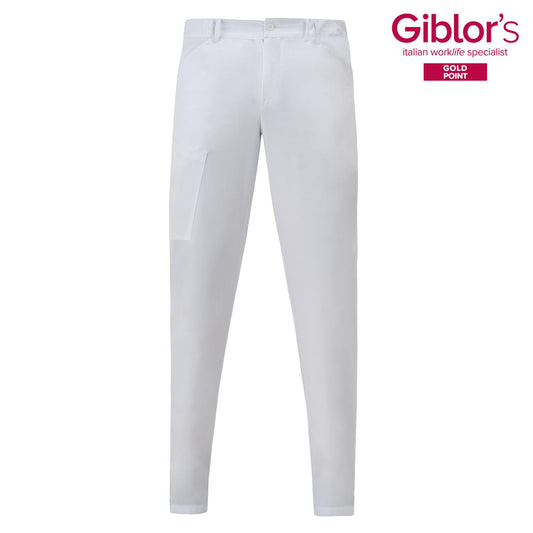 Pantalone Elia Bianco Facile Stiro Pantalone Uomo Medicale Tessuto Tencel®