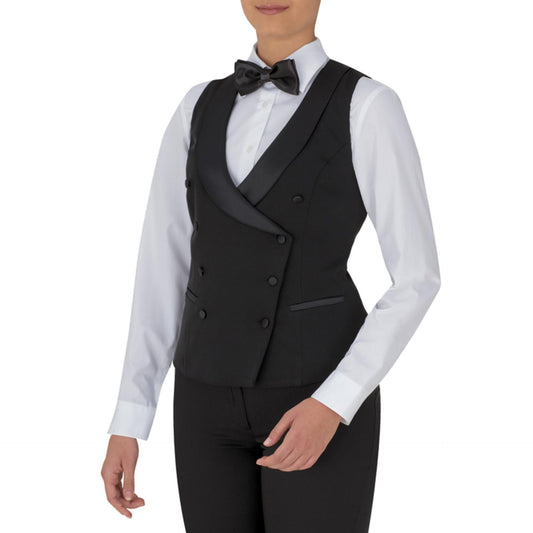 Gilet Jenny Nero Gilet Donna Collo Sciallato Elasticizzato Cameriere Ricevimento