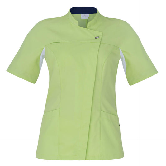 Casacca Giada Pistacchio Tencel Casacca Donna Manica Corta Medicale No Stiro Antibatterico