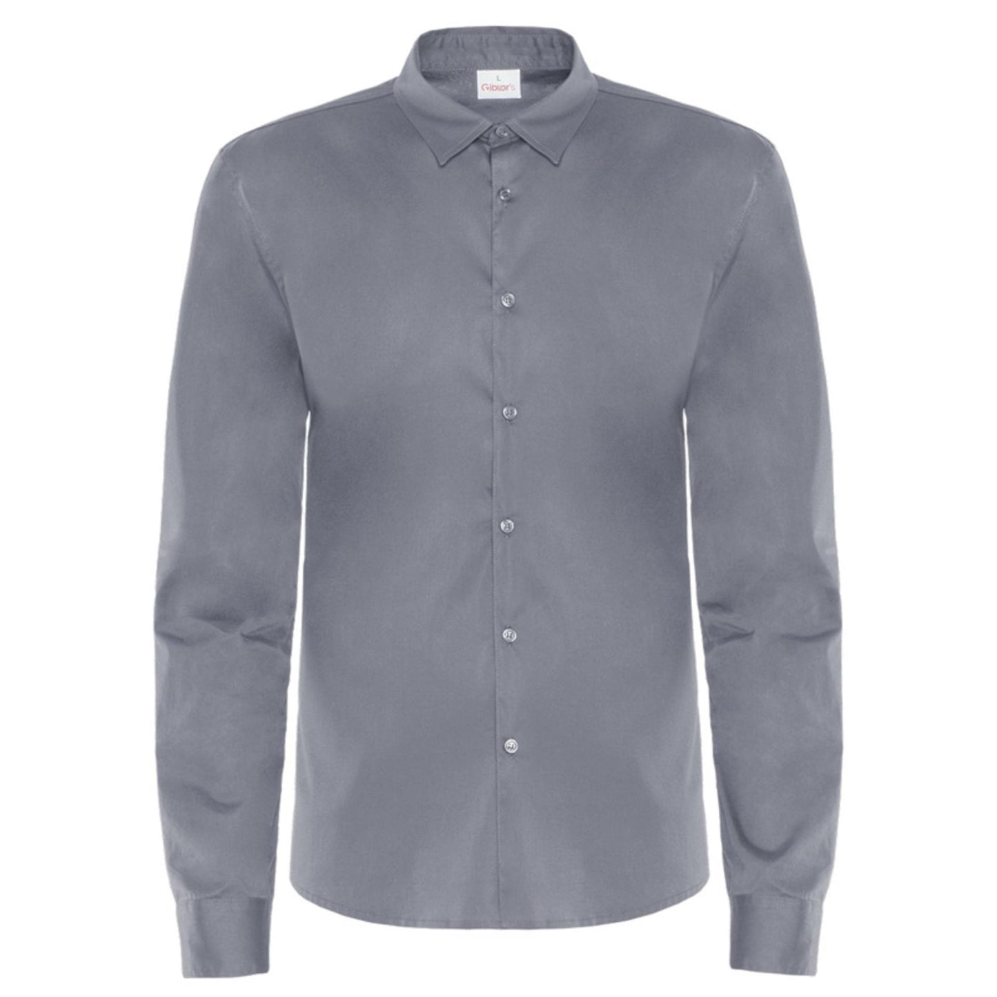 Camicia Peter Grigio Camicia Uomo Elasticizzata Manica Lunga Cameriere Barman Reception