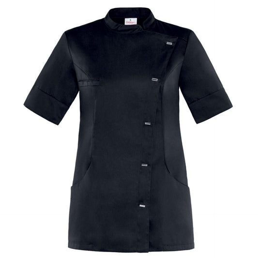 Casacca Maya Nero L Casacca Donna Manica Corta Estetista Parrucchiera Medicale