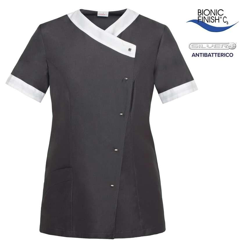 Casacca Donna Estetica Grigio XS Manica Corta Rachele No Stiro Casacca Traspirante Leggera