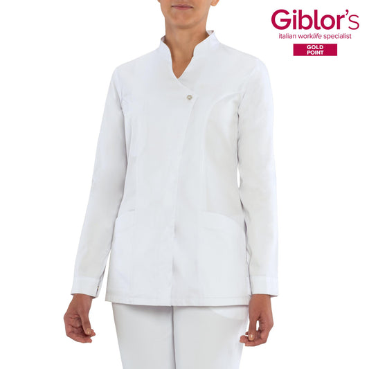 Casacca Donna Gioia Bianco Manica Lunga Casacca Estetica 100% Cotone