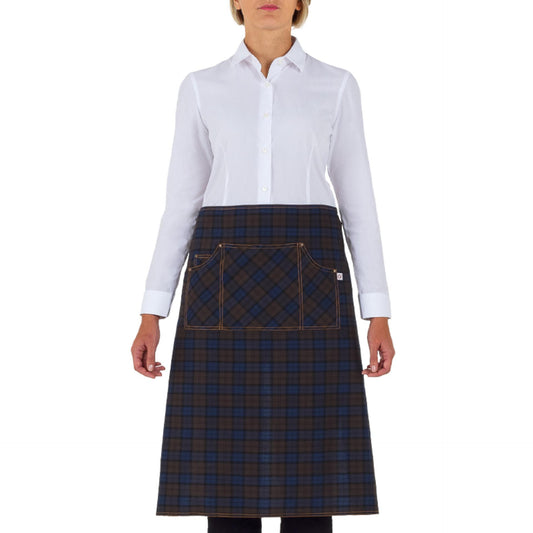 Grembiule Shannon Scozzese Blu Marrone Grembiule Cameriere Cuoco Vita a Quadretti